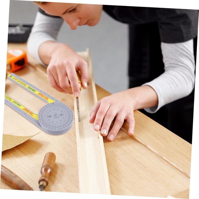 Folding Ruler Protractor Set Plastic Miter Angle Tool for Carpentry Woodworking - Image 2
